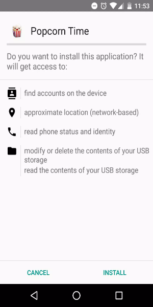 Androidのポップコーン時間