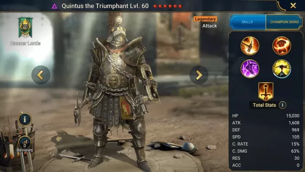 Quintus The Triumphant: Top Builds, Masterries et Artefacts for Raid: Shadow Legends (PVE & PVP)