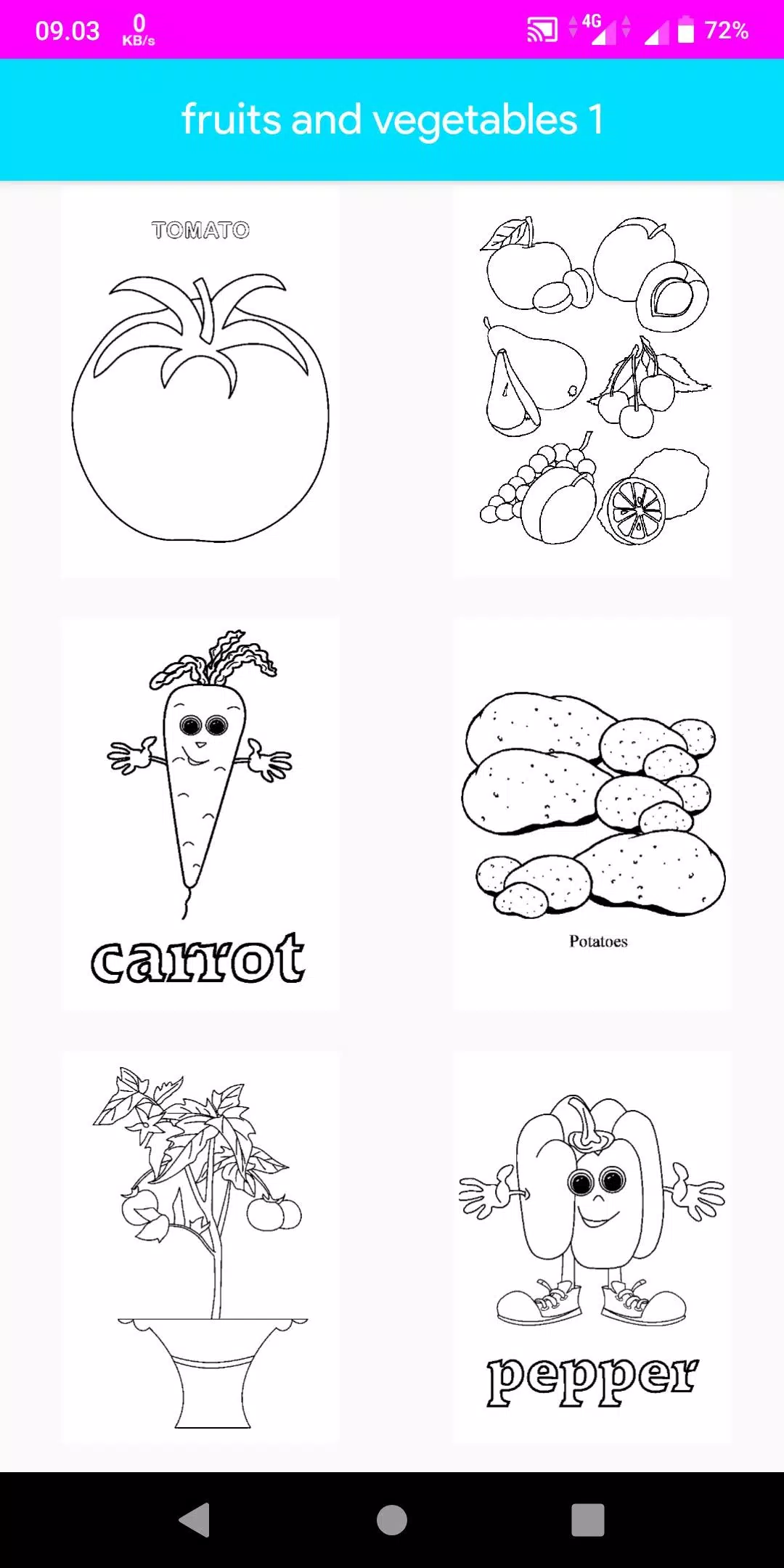 Coloring Fruits And Vegetables Captura de pantalla 2