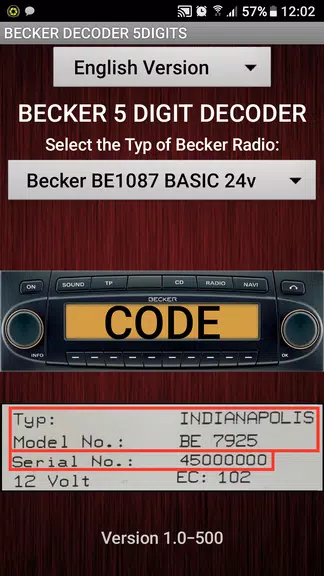 Becker 5Digit Radio Code应用截图第0张