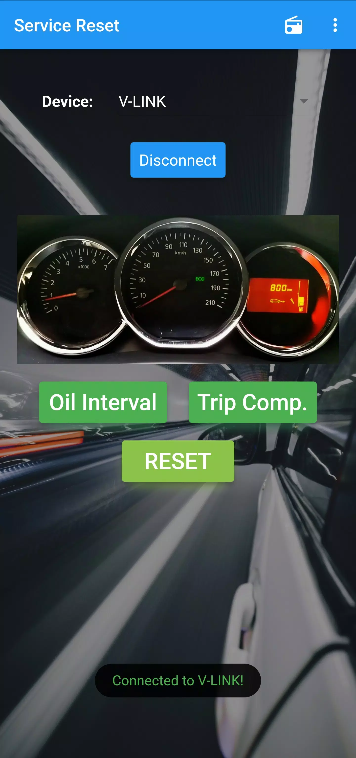 Schermata Dacia Service Reset 0