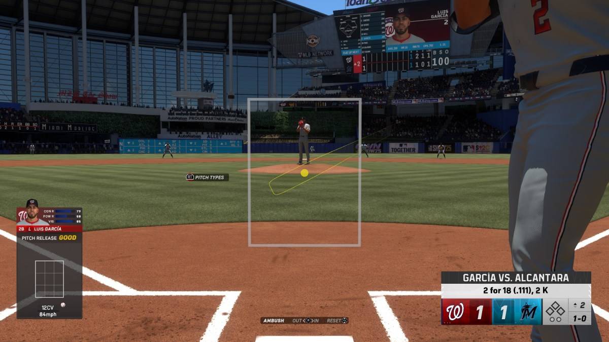 Si Luis Garcia sa plato bilang bahagi ng isang artikulo tungkol sa pinakamahusay na mga setting ng pagpindot sa MLB ang palabas 25.
