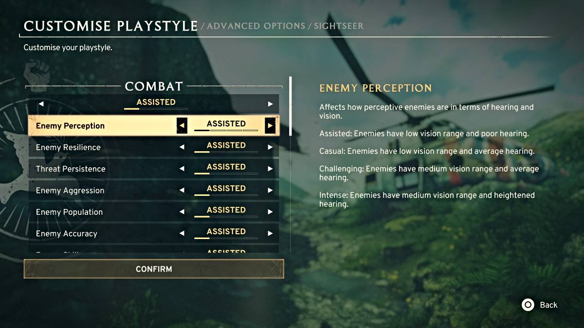 เมนูการปรับแต่ง PlayStyle ใน Atomfall