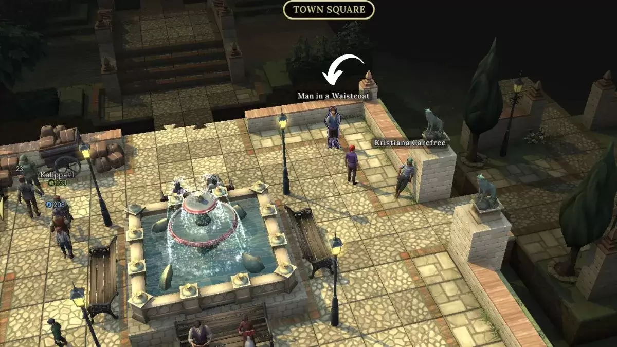Screenshot showing the location of the Man in a Blue Waistcoat