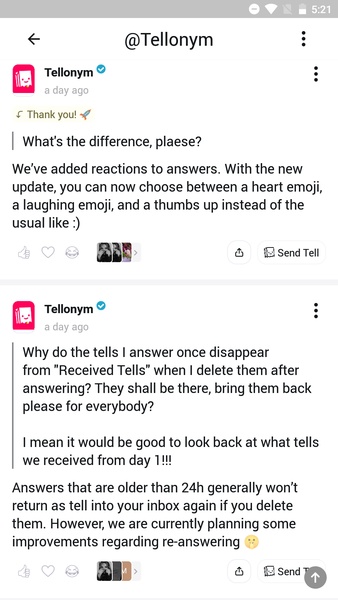 Tellonym: anonymous questions Screenshot 1