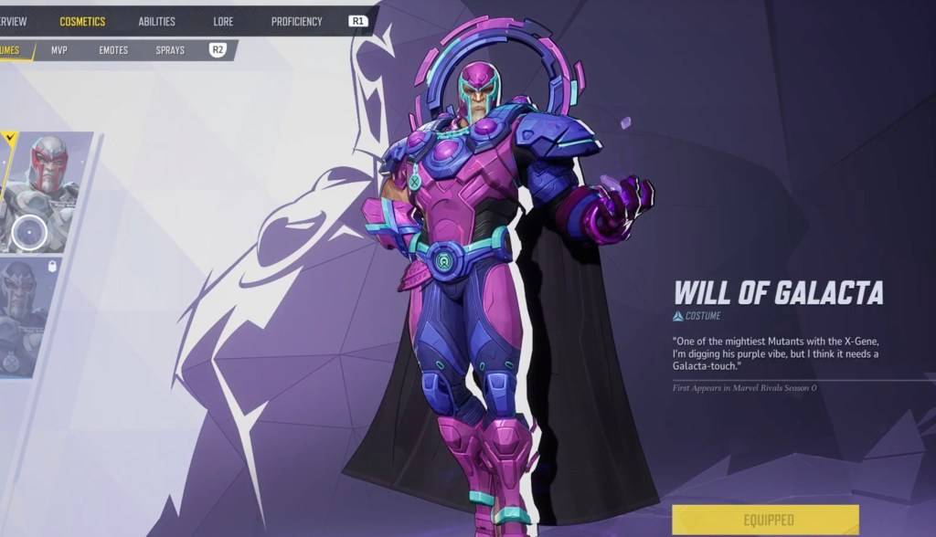Magneto trong Skin of Galacta của anh ấy trên menu lựa chọn