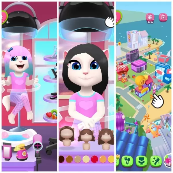 Talking Angela getting her hair styled in the new salon