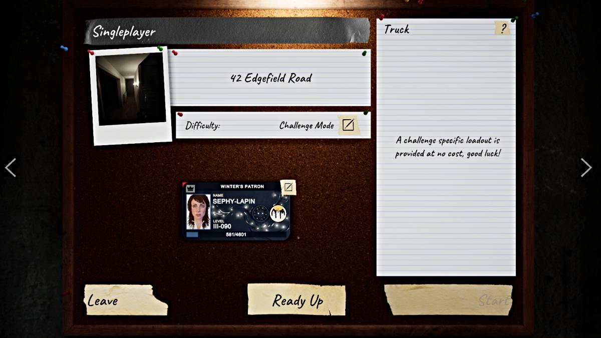 Challenge Mode selection screen in Phasmophobia