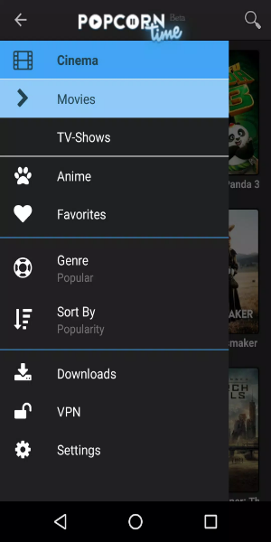 Androidのポップコーン時間