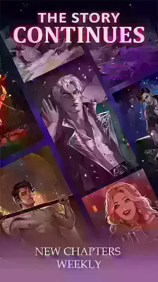 A variety of conventionally attractive individuals in a background for Love and Magic: Spellfyre, overlaid with the words 