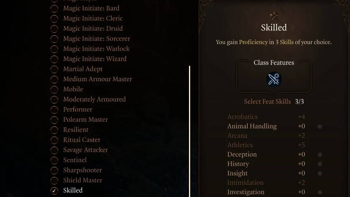 Skilled feat sa Baldur's Gate 3
