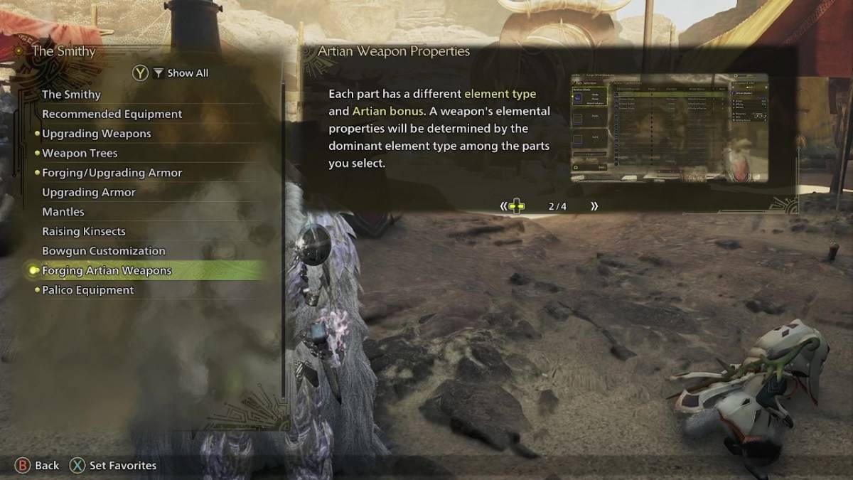 Matériaux Artian dans Monster Hunter Wilds