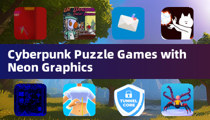 赛博朋克风格的拼图游戏，搭配霓虹灯视觉效果